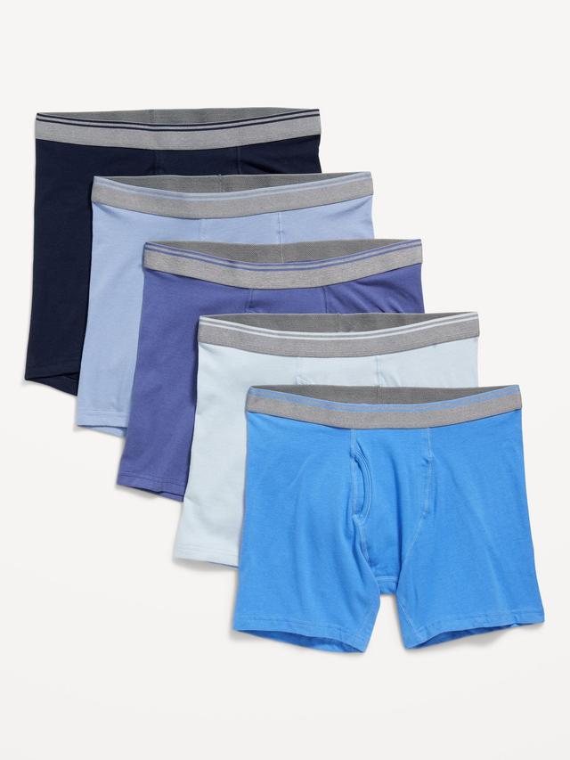 Old Navy Soft-Washed Built-In Flex Boxer-Brief Underwear 5-Pack for Men -- 6.25-inch inseam - Multi Blue - male - Size: XXXXL Product Image