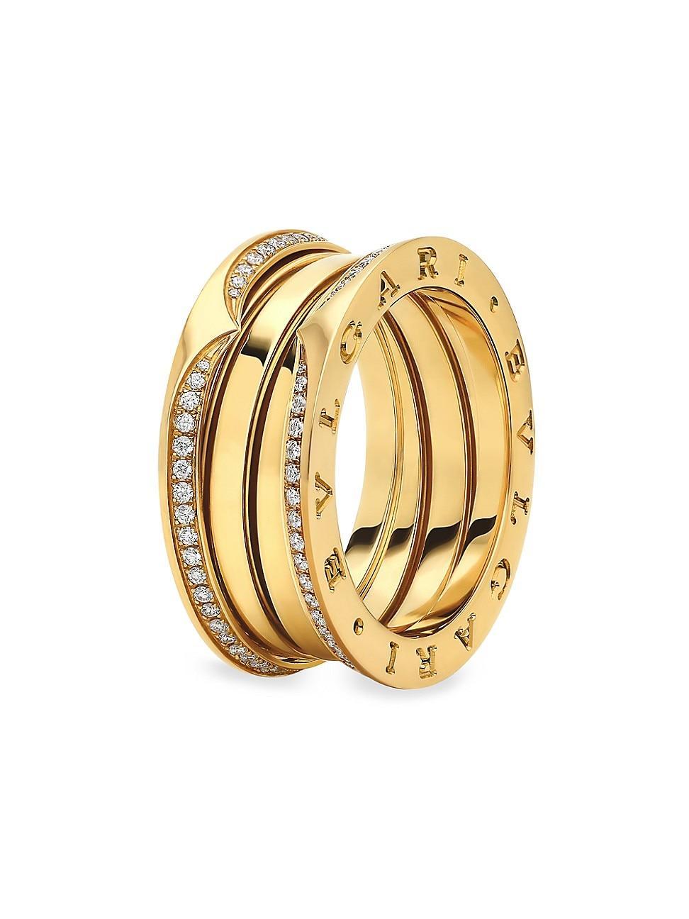 Womens B. zero1 18K Yellow Gold & 0.43 TCW Diamond 3-Band Ring Product Image