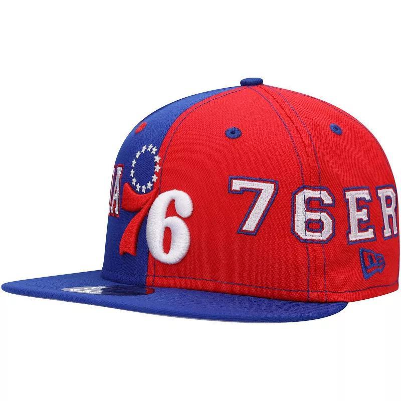 Mens New Era Royal/Red Philadelphia 76ers Team Split 9FIFTY Snapback Hat Product Image