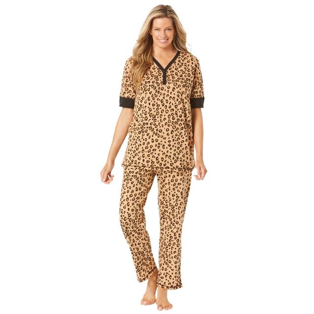 Dreams & Co. Womens Printed Henley Pj Set Product Image