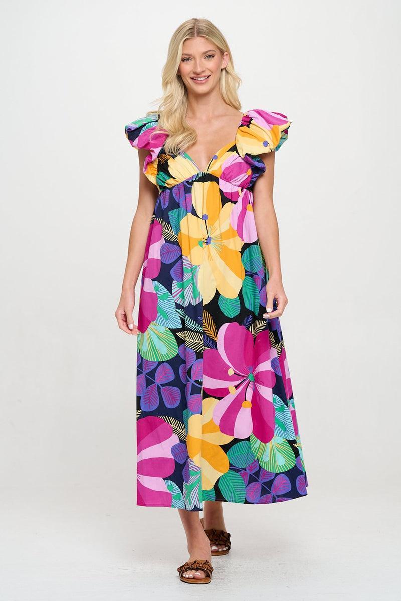 Big Multi Floral Lola Dress Product Image