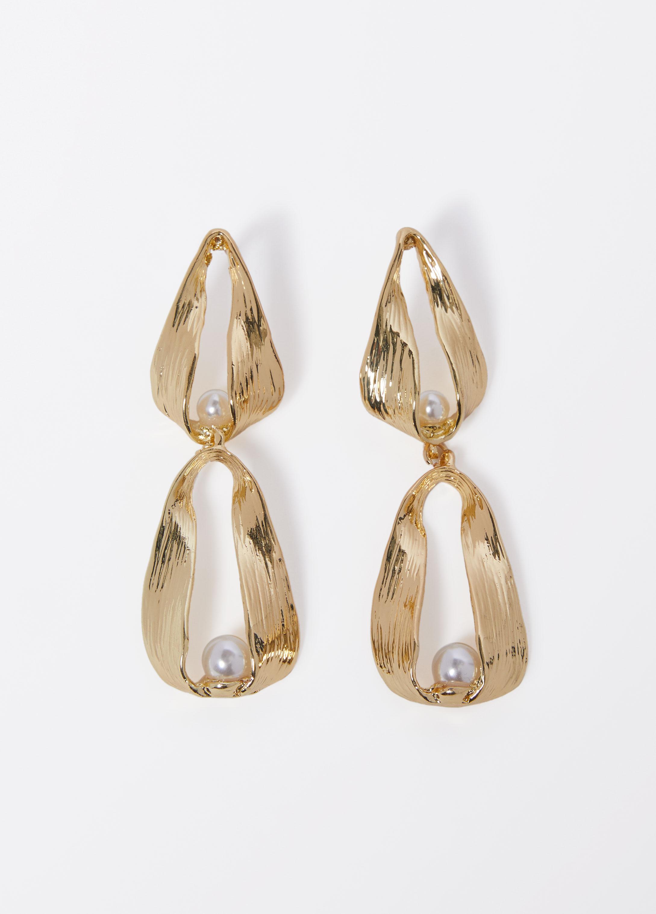 Plus Size Textured Faux Pearl Drop Earrings Ashley Stewart Product Image