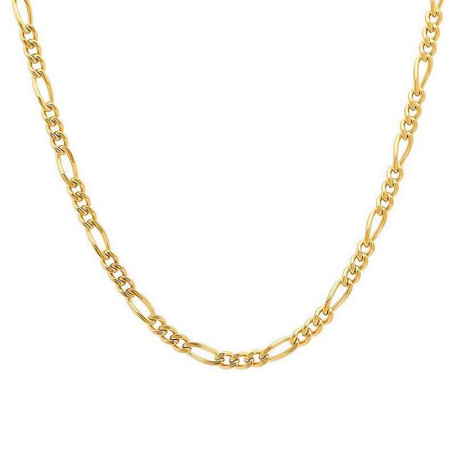 Mens Ion-Plated Stainless Steel Figaro Link Chain Necklace - 24 in. Yellow Product Image