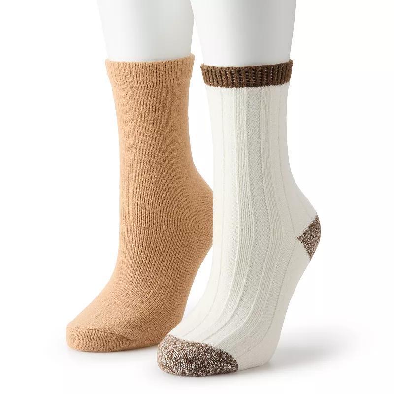 Womens Sonoma Goods For Life 2-pk. Accented Rib Crew Socks Product Image