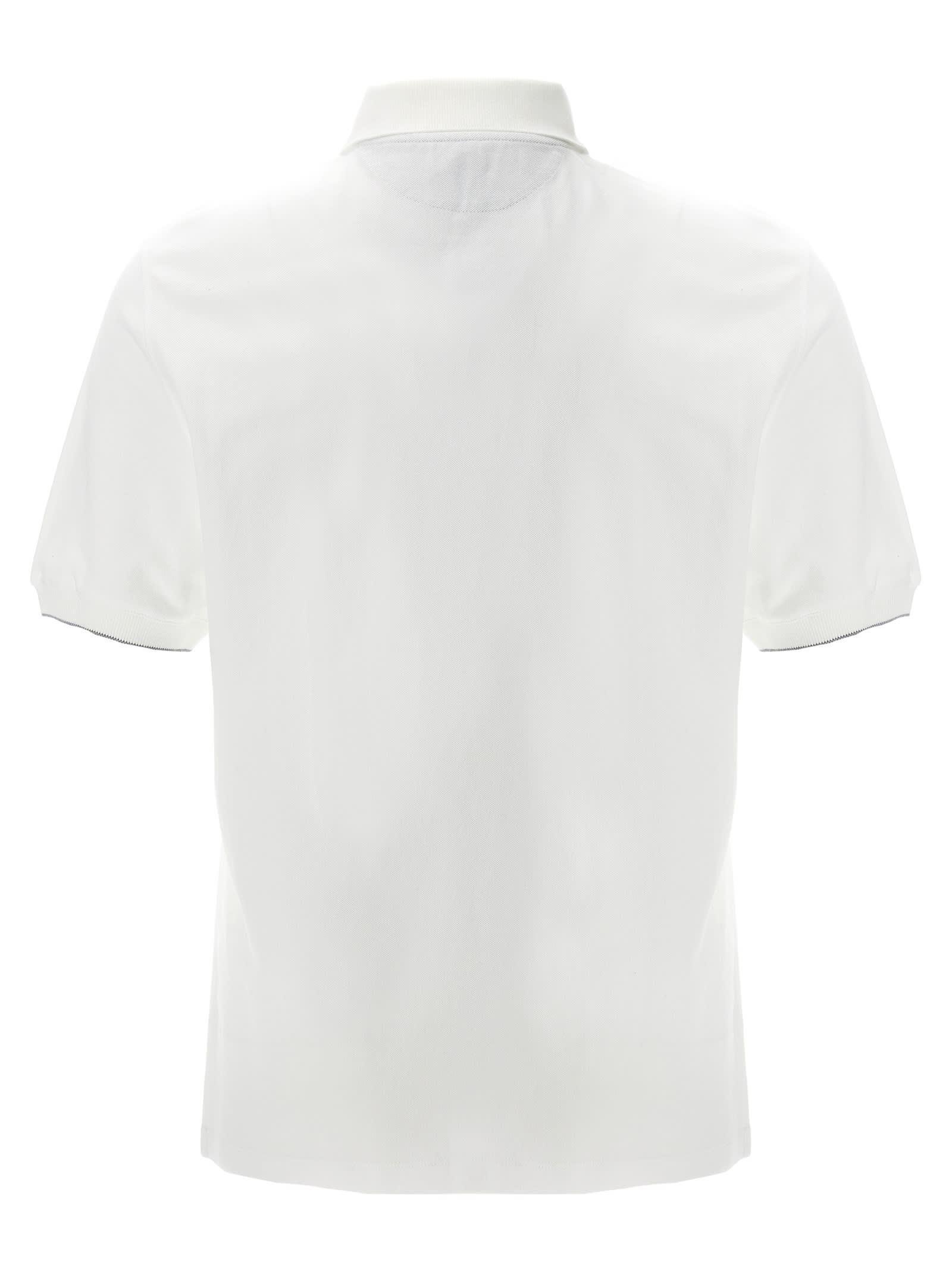 BRUNELLO CUCINELLI Logo-embroidered Cotton Polo Shirt In White Product Image