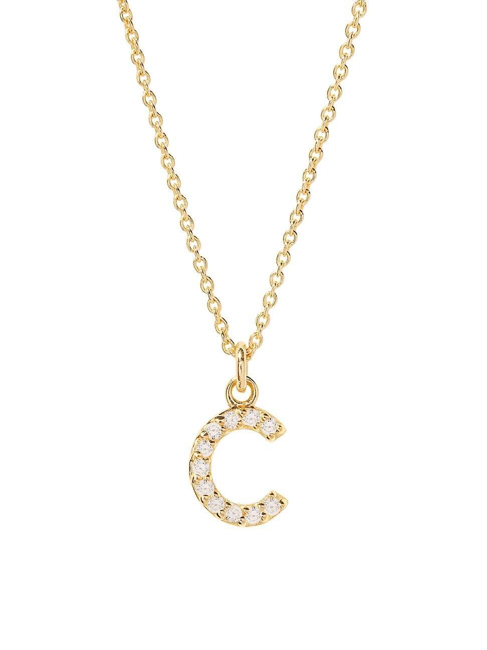 Womens Blaire 14K-Yellow-Gold Vermeil & 0.3-0.11 TCW Diamond Initial Pendant Necklace Product Image