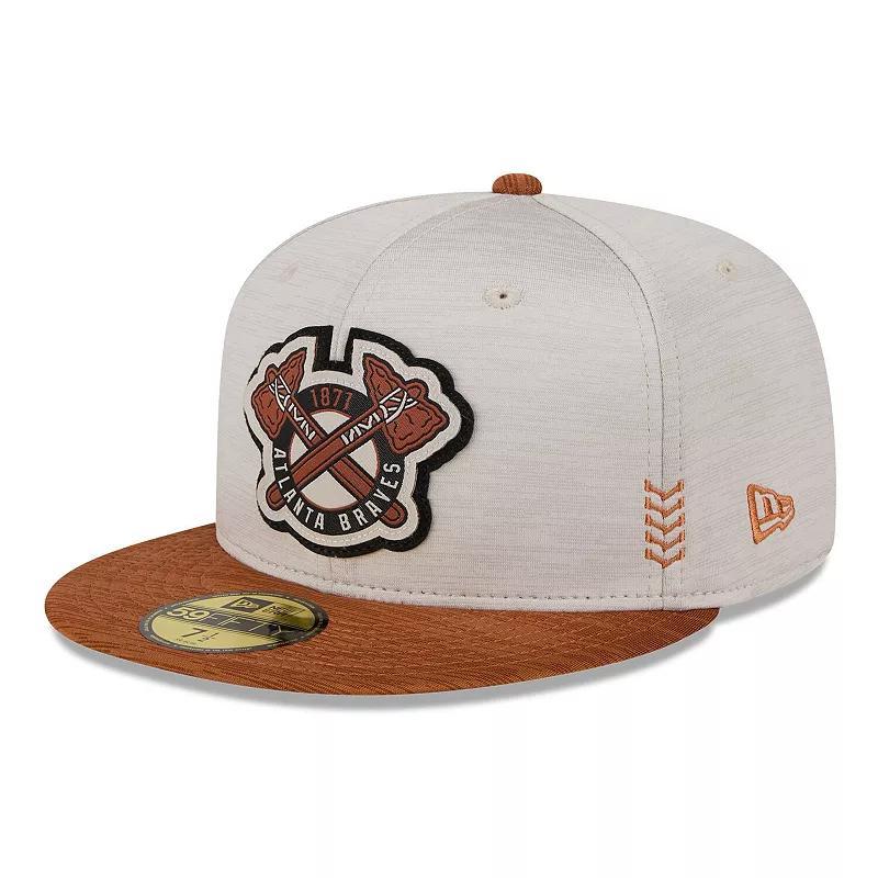 Mens New Era Stone/Brown Atlanta Braves 2024 Clubhouse 59FIFTY Fitted Hat Product Image