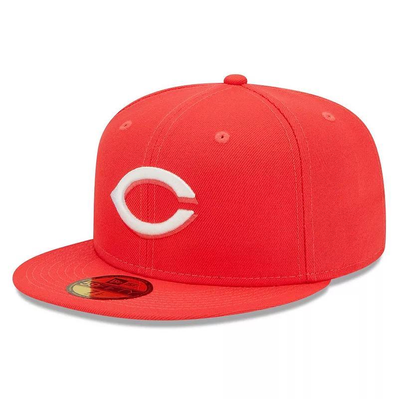 Mens New Era Cincinnati s Lava Highlighter Logo 59FIFTY Fitted Hat Product Image