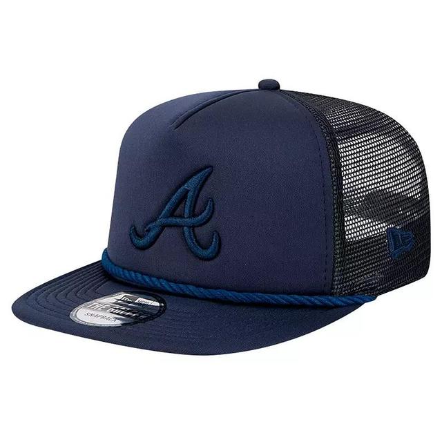 Mens New Era Atlanta Braves Tone Foam Meshback Golfer Snapback Hat, Blue Product Image