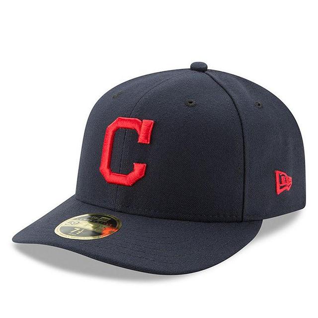 Mens New Era Cleveland Indians Road Authentic Collection On-Field Low Profile 59FIFTY Fitted Hat Blue Product Image