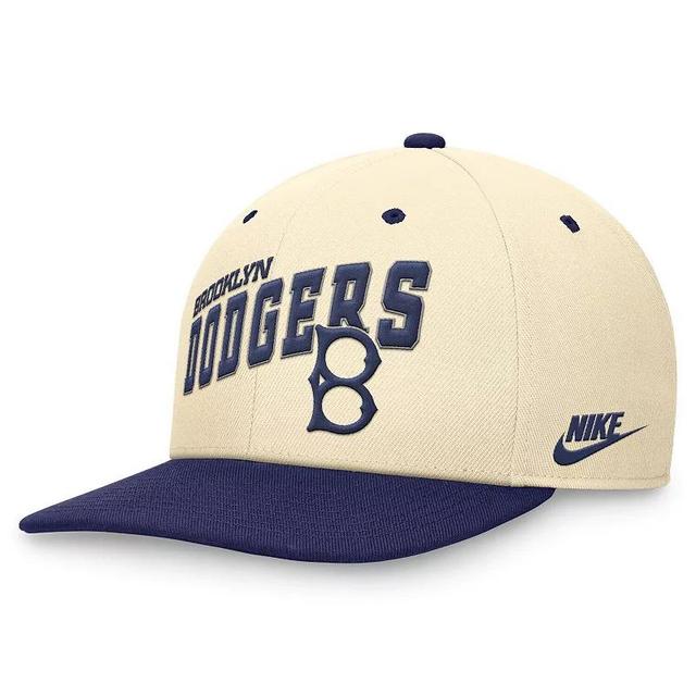 Mens Nike Cream/Royal Brooklyn Dodgers Rewind Cooperstown Collection Performance Snapback Hat Product Image