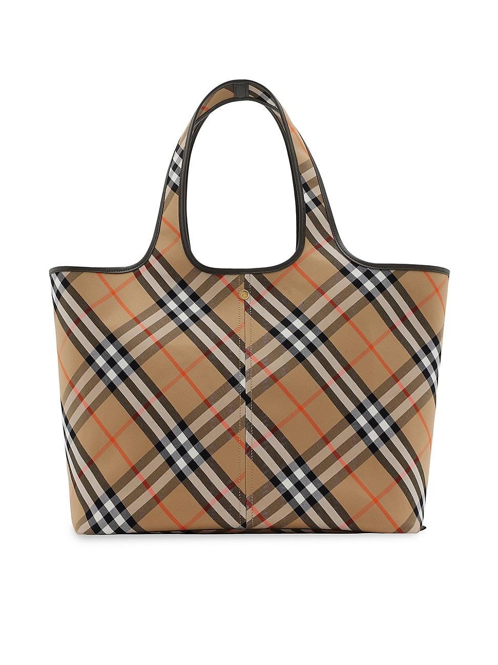 Womens Medium Check Cotton Twill Tote Bag Product Image