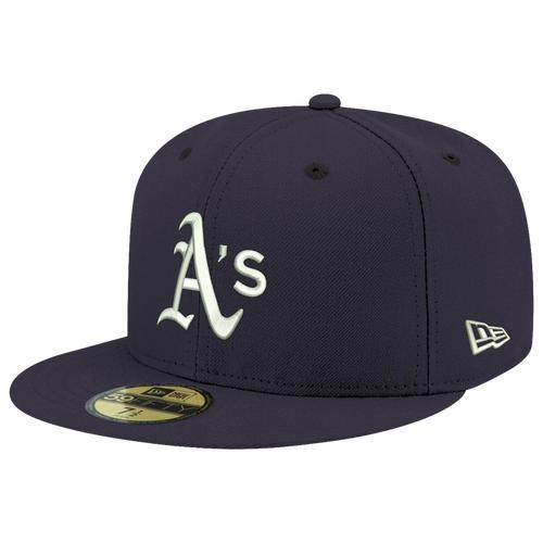 Mens Navy Oakland Athletics Logo White 59FIFTY Fitted Hat Product Image