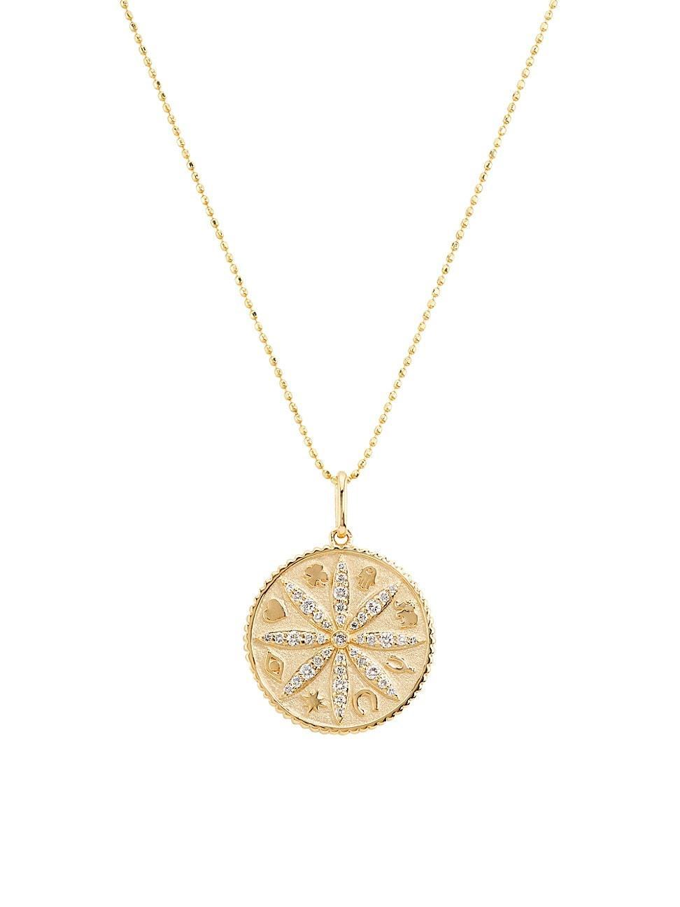 Womens Under The Sea Small 14K Yellow Gold & 0.298 TCW Diamond Sand Dollar Coin Necklace Product Image