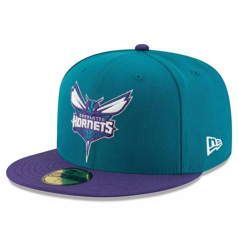 Mens New Era Teal/Purple Charlotte Hornets Official Team Color 2Tone 59FIFTY Fitted Hat Product Image