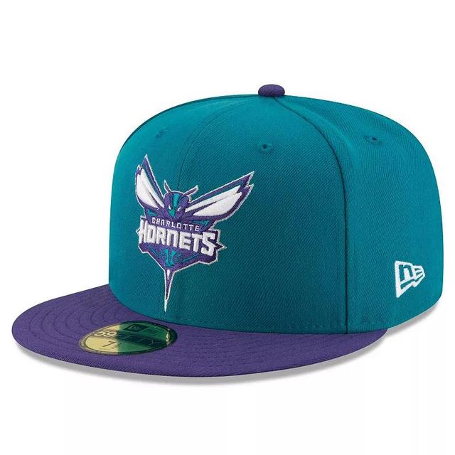 Mens New Era Teal/Purple Charlotte Hornets Official Team Color 2Tone 59FIFTY Fitted Hat Product Image