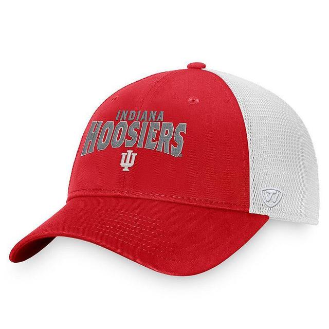 Mens Top of the World Crimson Indiana Hoosiers Breakout Trucker Snapback Hat Product Image