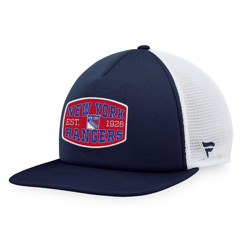 Mens Fanatics Branded Navy/White New York Rangers Foam Front Patch Trucker Snapback Hat, Ran Blue Product Image