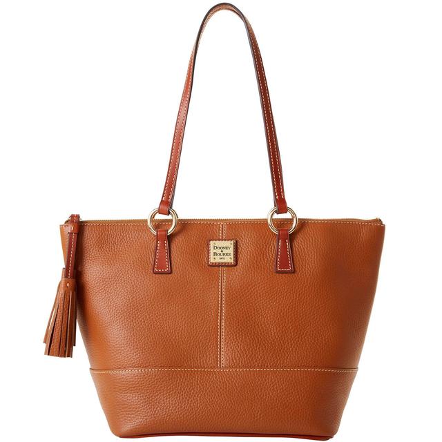 Dooney & Bourke Womens Pebble Grain Small Tobi Leather Tote Shopping Bag in Caramel Product Image