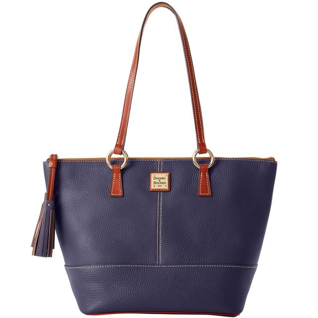 Dooney & Bourke Womens Pebble Grain Small Tobi Leather Tote Shopping Bag in Midnight Blue Product Image