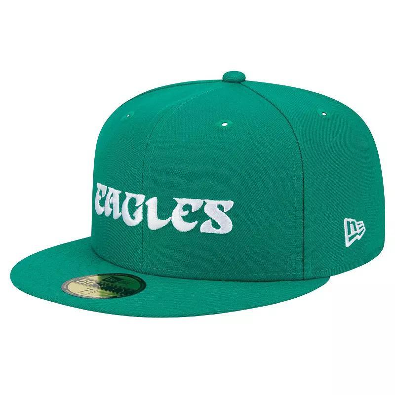 Mens New Era Kelly Green Philadelphia Eagles Historic Wordmark 59FIFTY Fitted Hat Product Image