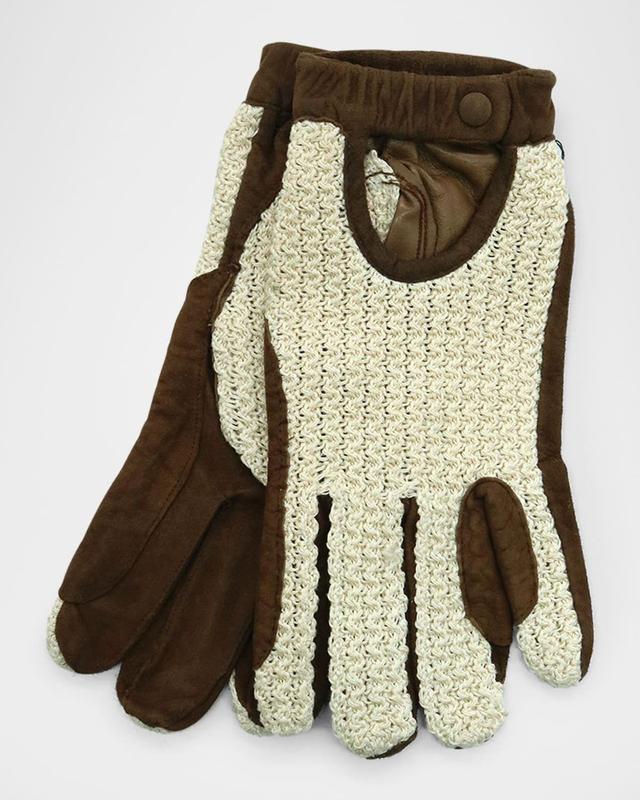 Mens Suede Gloves with Crochet Cotton Top Product Image