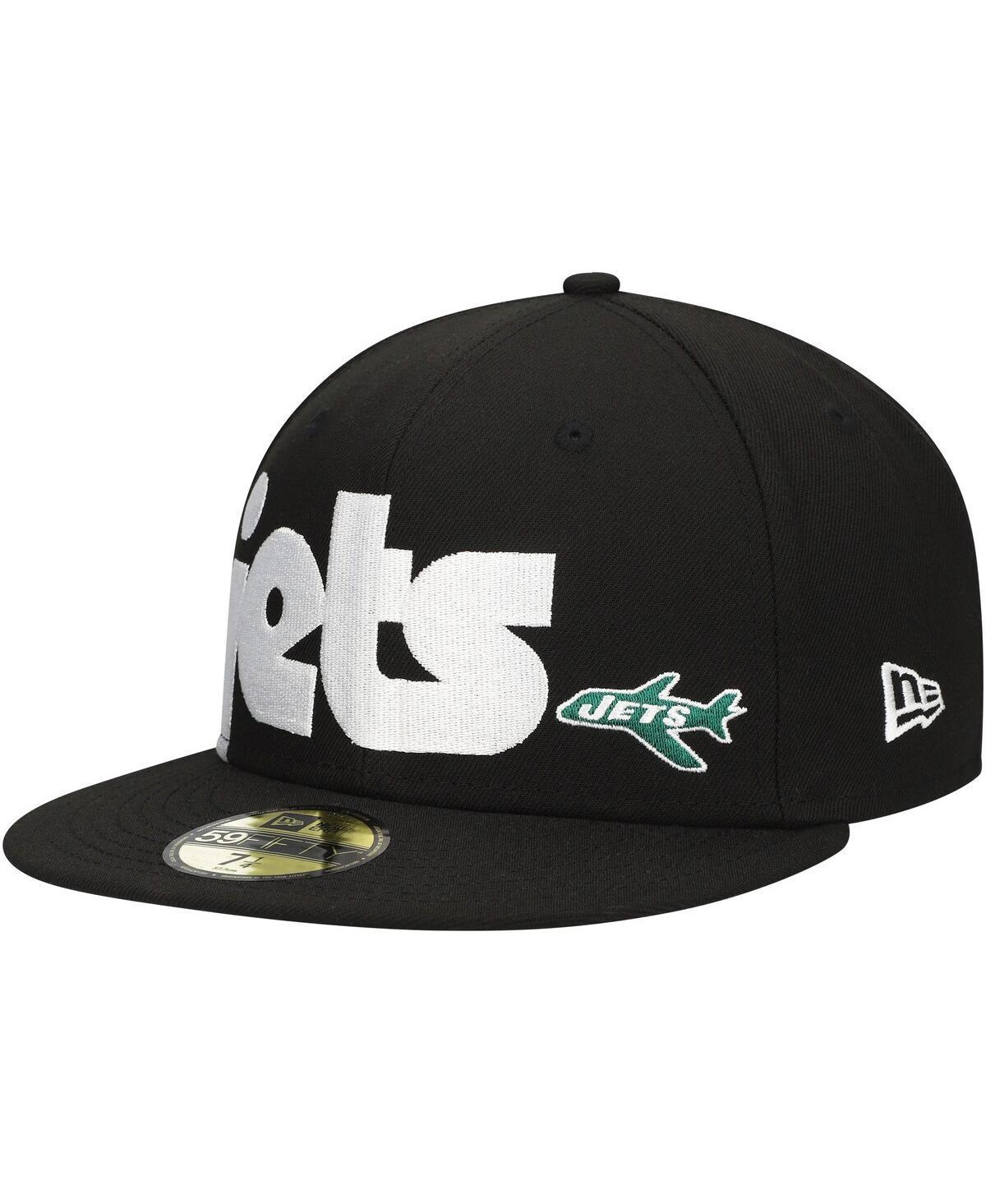 New Era Mens Black New York Jets Checkered Undervisor 59FIFTY Fitted Hat - Black Product Image