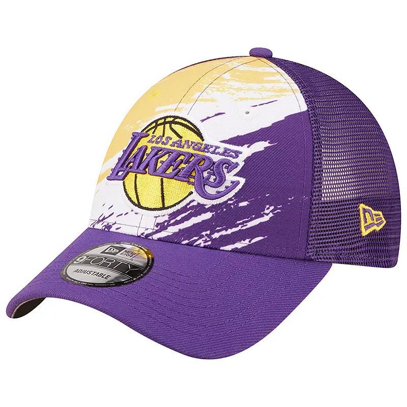 Mens New Era Los Angeles Lakers Marble 9FORTY Trucker Snapback Hat Product Image