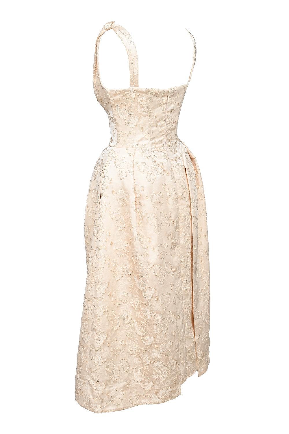 Paloma Ivory Metallic Jacquard Midi Dress Product Image