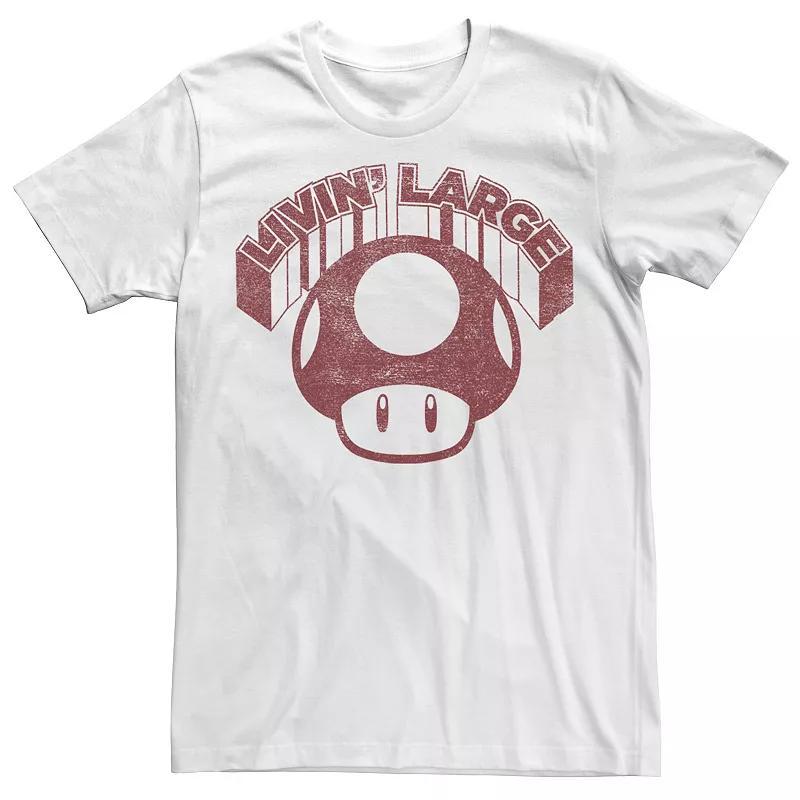 Mens Super Mario Mushroom Livin Large Tee Red Grey Product Image