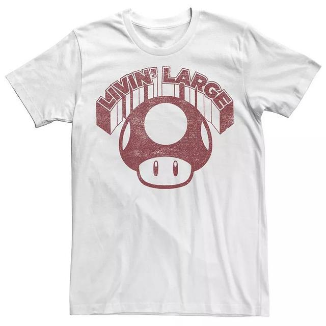 Mens Super Mario Mushroom Livin Large Tee Red Grey Product Image