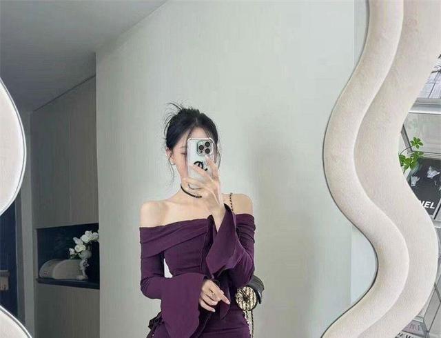 Flared-Sleeve Off-Shoulder Plain Ruched Mini Bodycon Dress Product Image