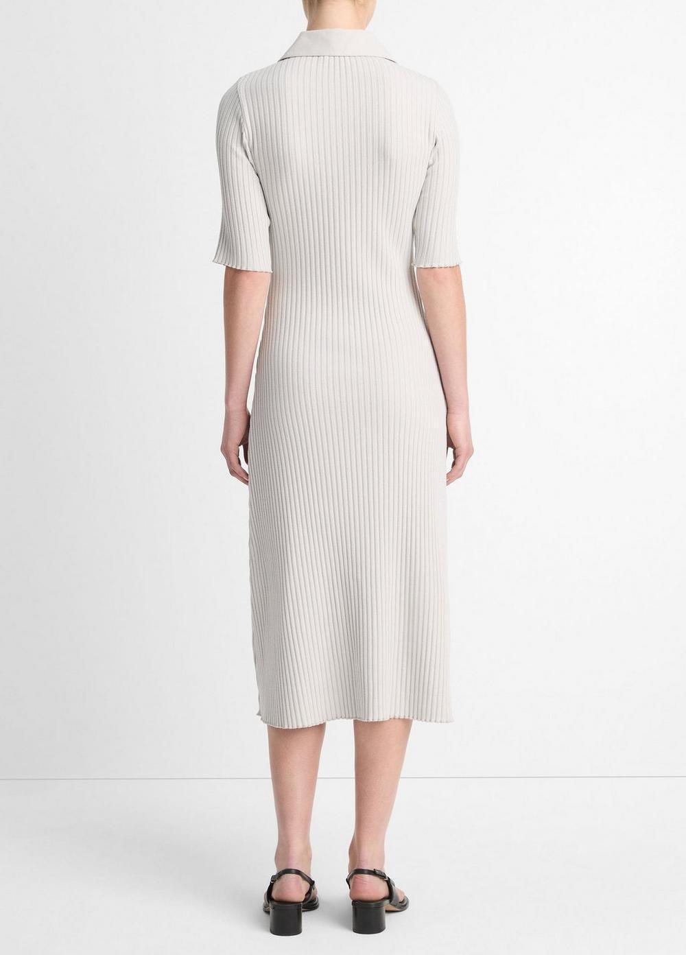 Ribbed Cotton-Blend Polo Dress Product Image