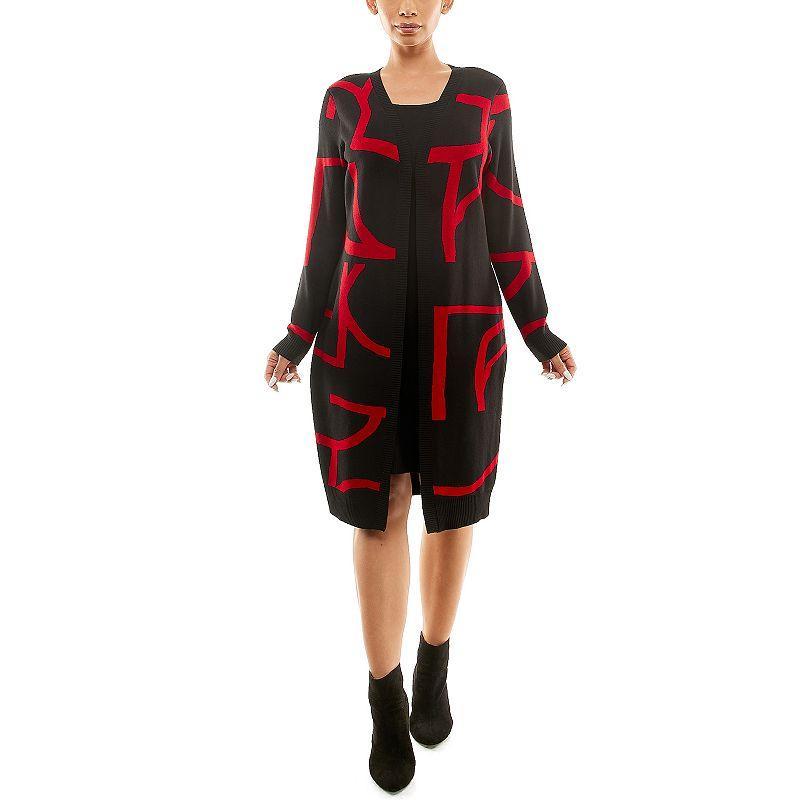 Womens Nina Leonard Cardigan & Sweater Dress Set Product Image