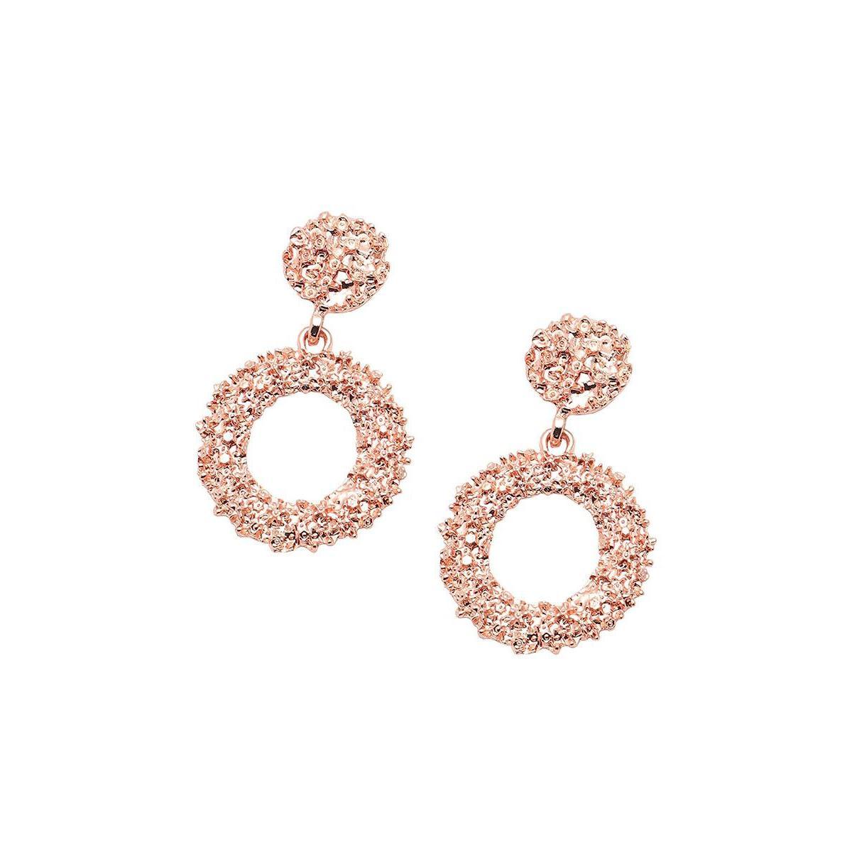 Sohi Womens Gold Textured Circular Drop Earrings Product Image