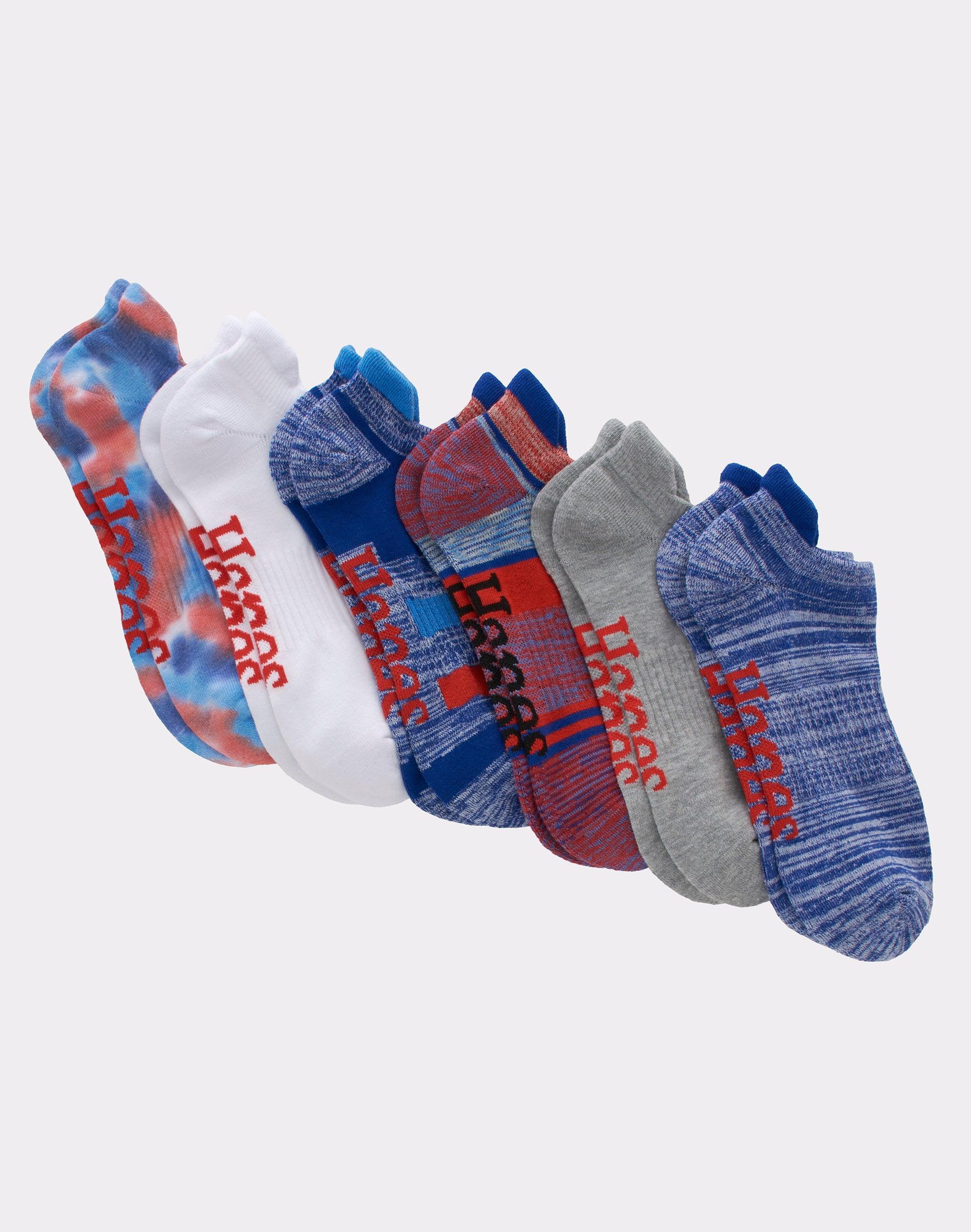 Hanes Originals Mens Heel Shield Socks, Moisture Wicking, 6-Pairs Blue Allure 6-12 Product Image