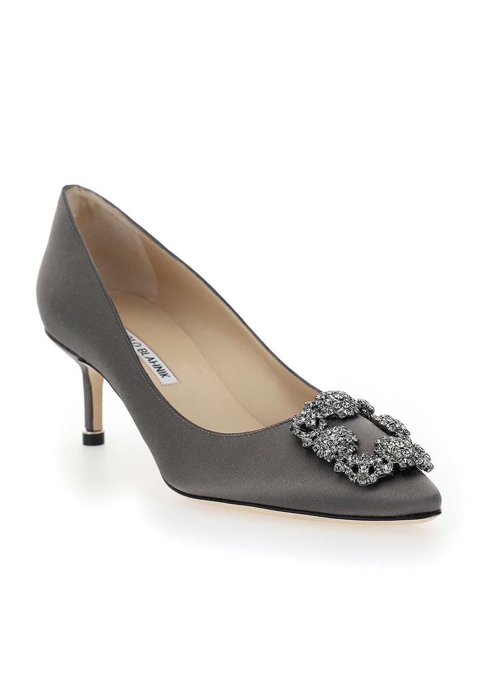 MANOLO BLAHNIK Grey 50 Hangisi Satin Pumps In Dgry Product Image