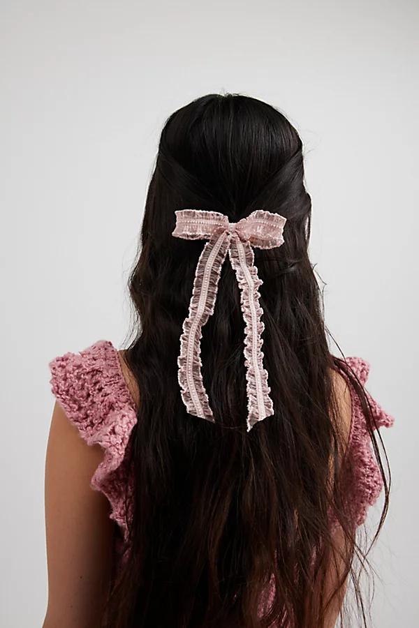 Textured Lace Bow Hair Clip Womens at Urban Outfitters Product Image