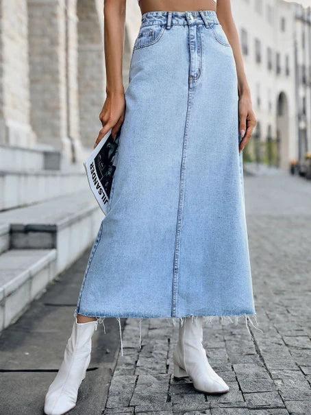 Midi Denim Skirt Product Image