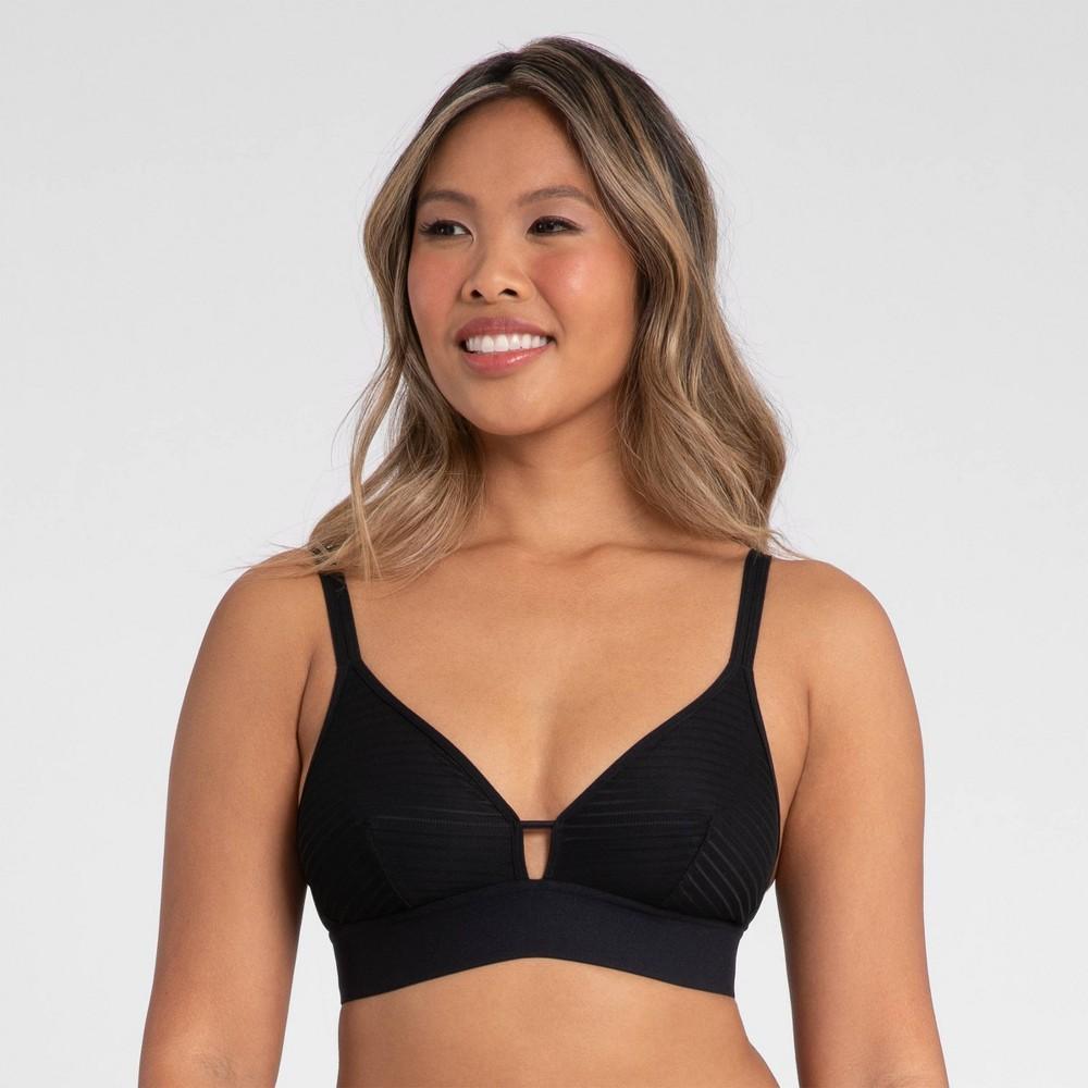 All.You. LIVELY Womens Stripe Mesh Bralette - Jet Black M Product Image