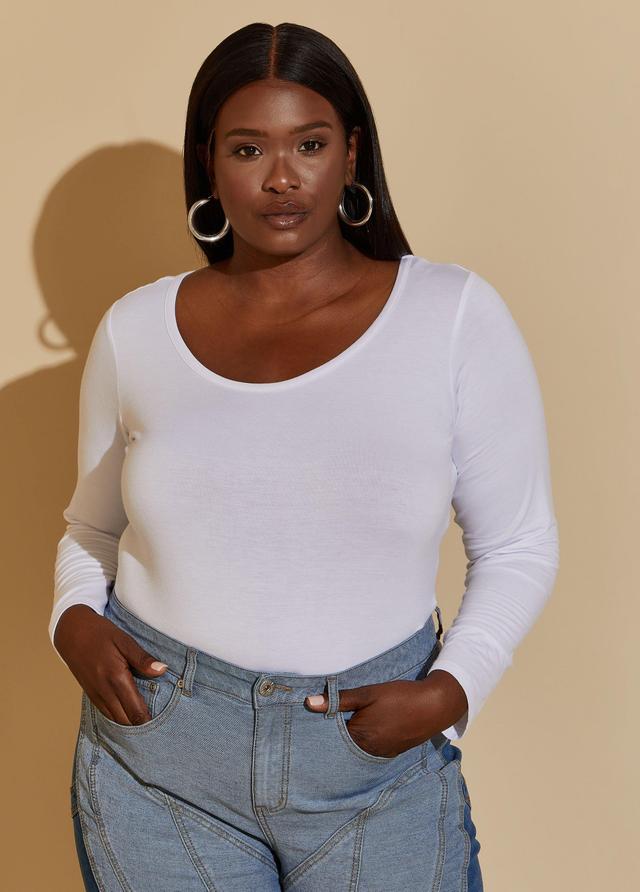 Plus Size Basic Scoop Neck Long Sleeved Tee Ashley Stewart Product Image