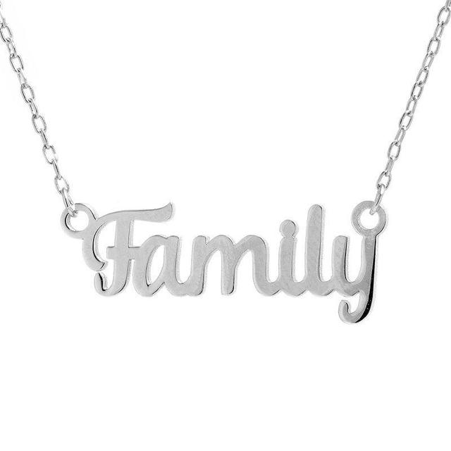 Sterling Silver Family Script Necklace, Womens Silver Tone Product Image