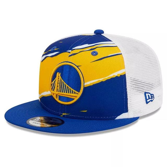 Mens New Era Royal/White Golden State Warriors Tear Trucker 9FIFTY Adjustable Hat Product Image