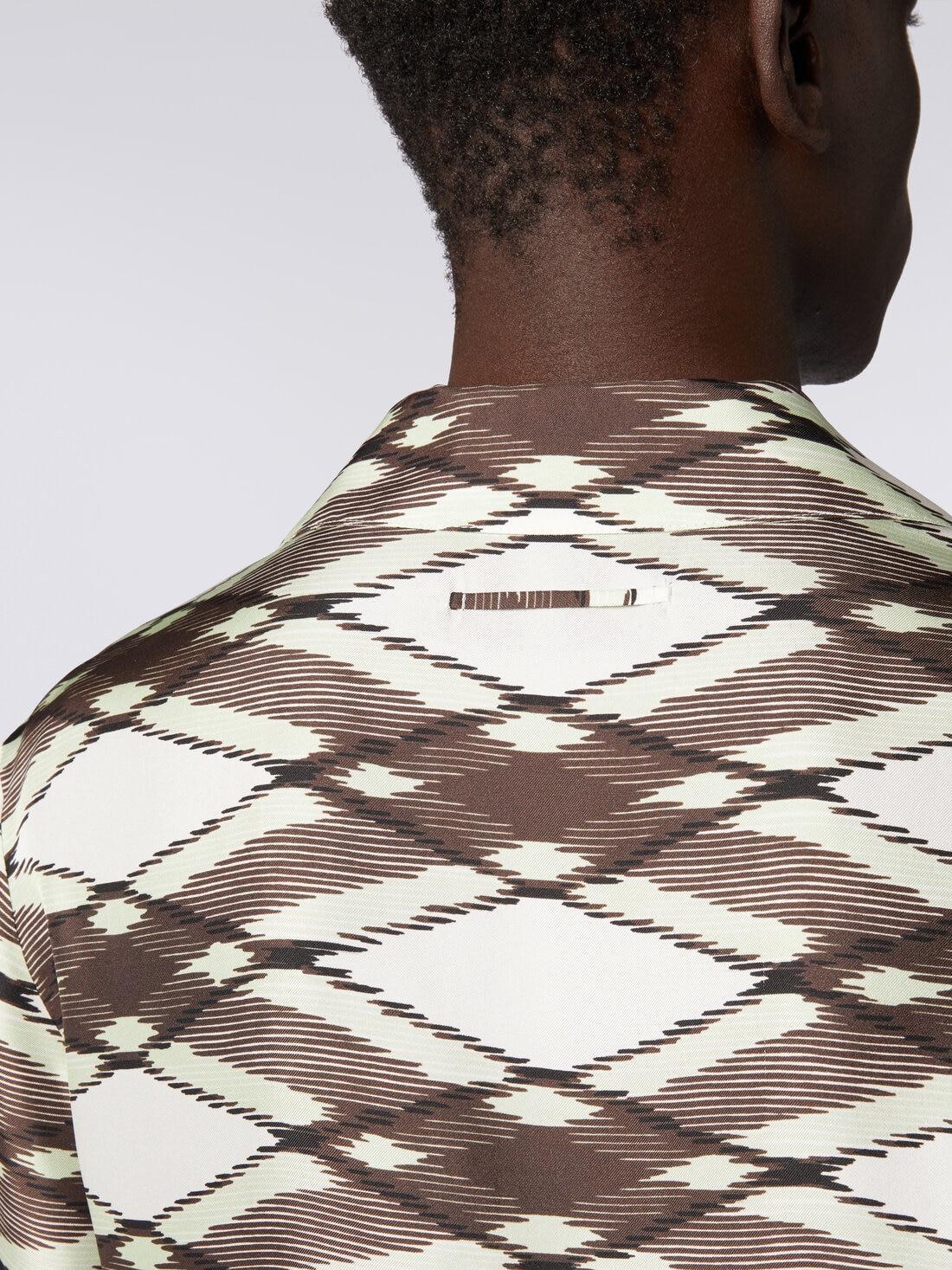 Short-sleeved printed silk bowling shirt Green | Missoni Product Image