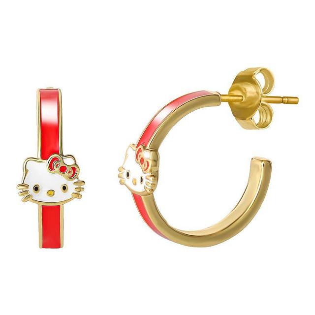 Hello Kitty Enamel Hoop Earrings, Womens, Gold Tone Product Image