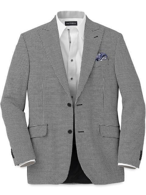 Wool Houndstooth Single Breasted Peak Lapel Sport Coat - Black/white Product Image