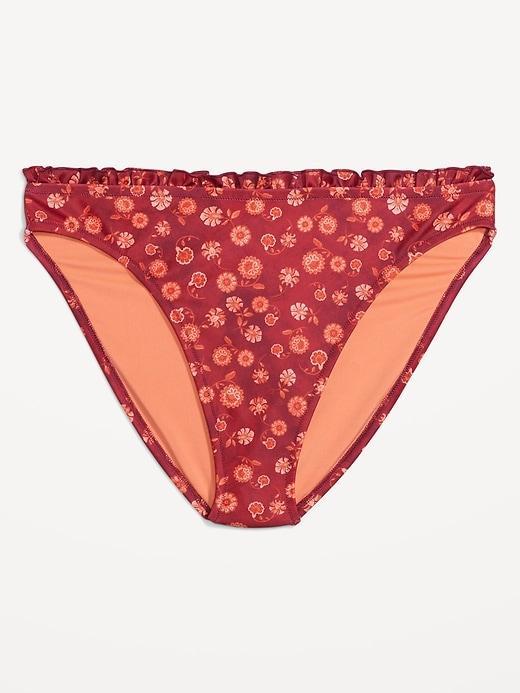 Mid-Rise Ruffle-Trim Bikini Swim Bottoms Product Image