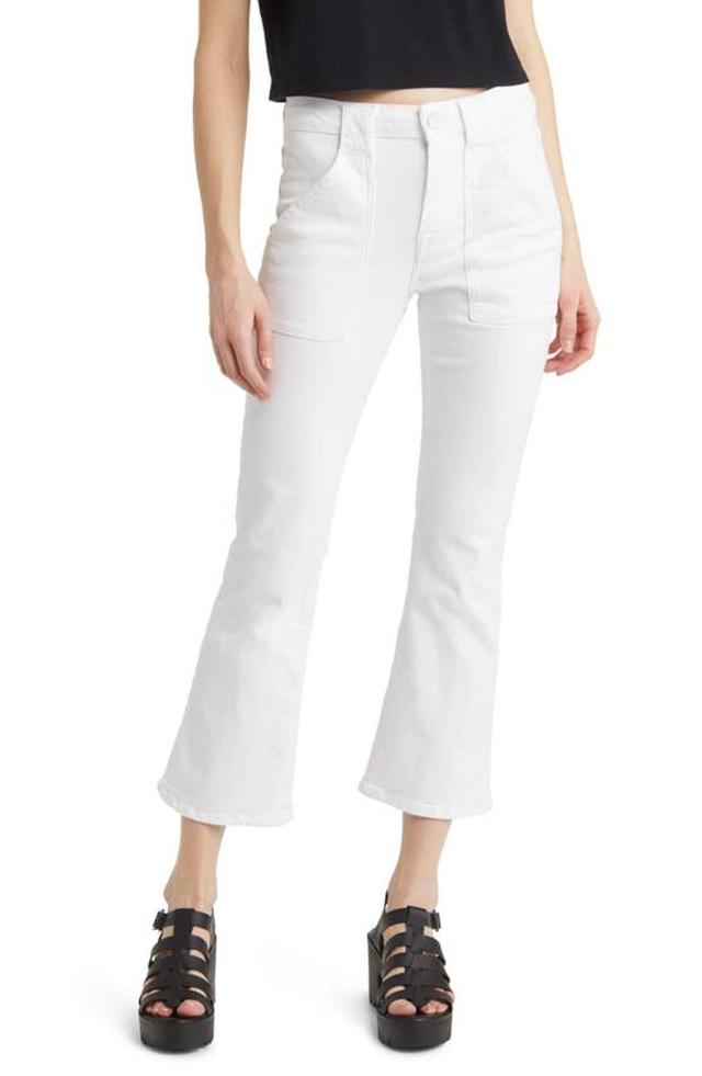 FRAME Le Crop High Rise Mini Boot Leg Trapunto Jeans In Blanc In White Product Image