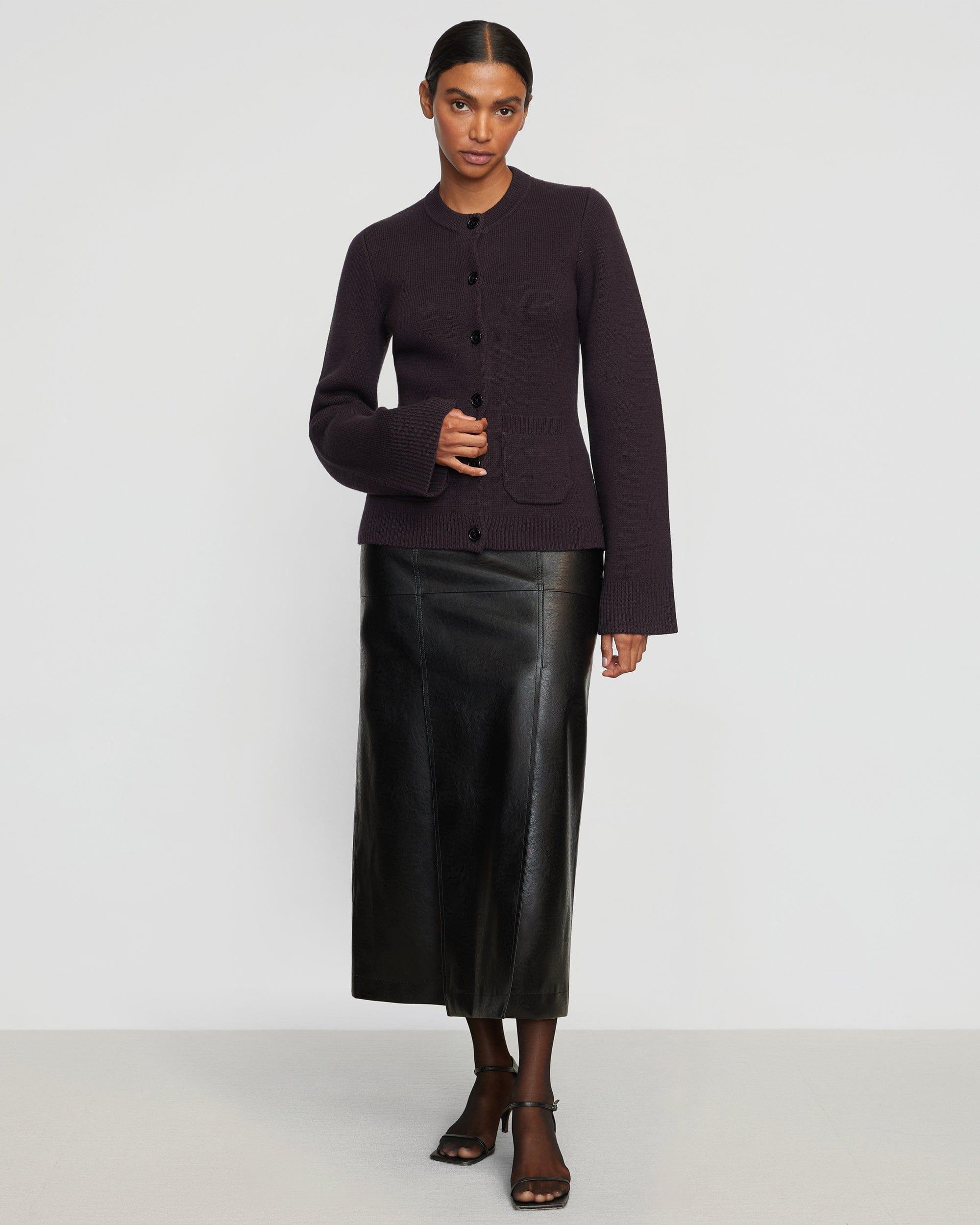 Rama Front-Vent Vegan Leather Skirt Product Image