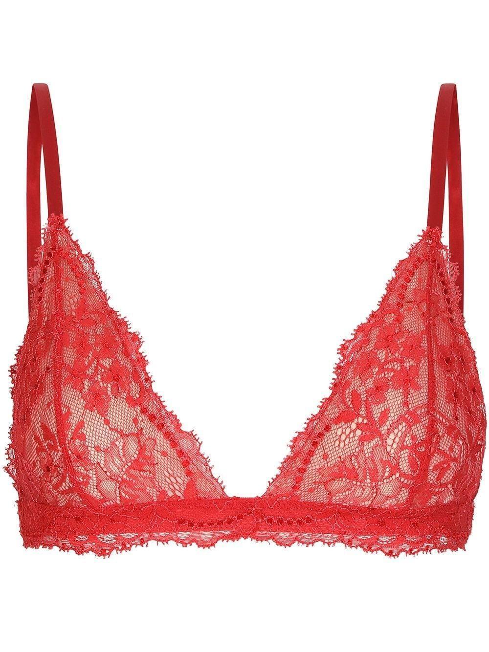 Lace Triangle Bra In Red Product Image